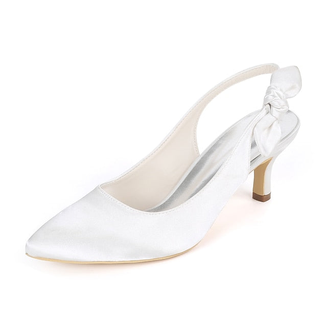 - with Toe for Women Tie White Bow Slingback Pointed Heels