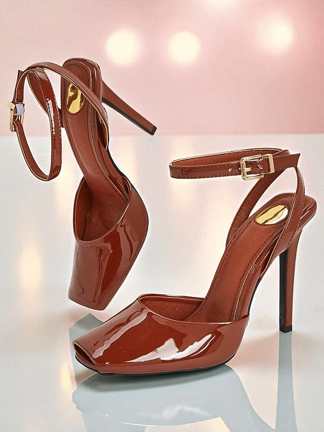 Green Peep Toe High Patent - Women's Dark Heels Leather