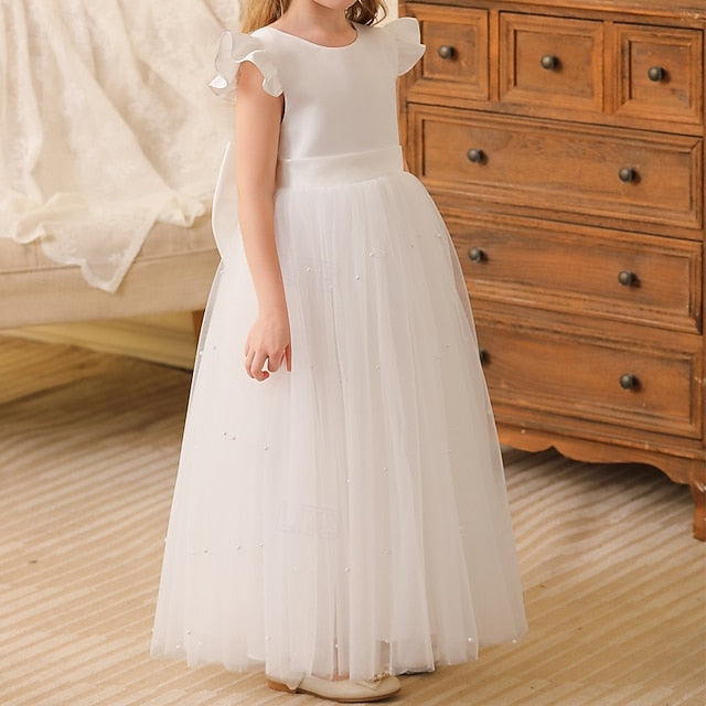 Dress Solid Kids Party Girl Girls' Color Flower