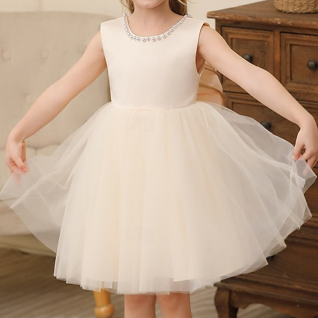 Wedding Dress Color Solid Sleeveless Party Kids Girls'