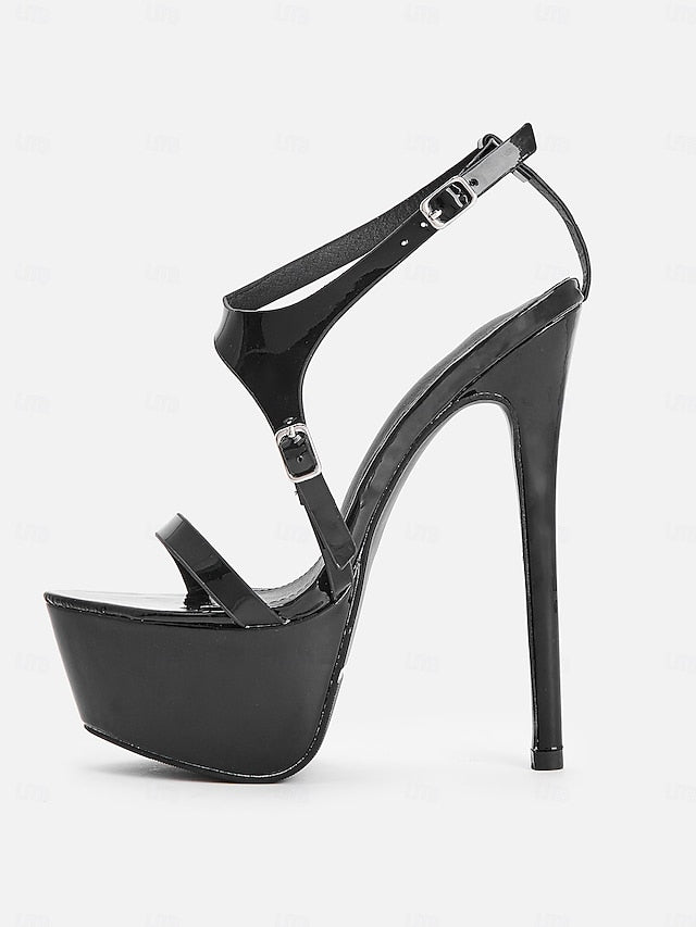 High Women's Platform Heel Black Sandals