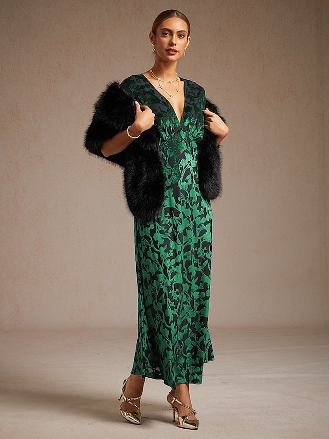 Women's Velvet Midi Dress Sheath Dress Elegant Party Party