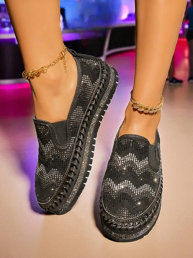 Slip-On Platform Women's Mesh Sneakers with Glitter