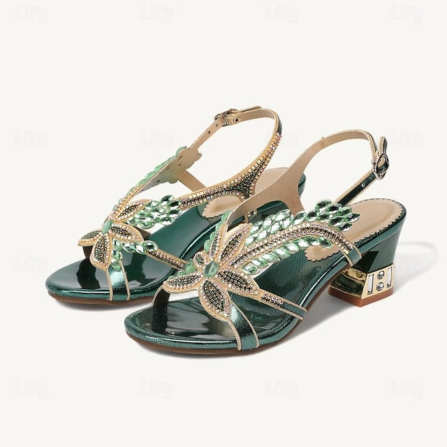Party Shoes Rhinestone Round Wedding Sandals Women's Toe