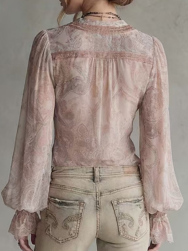 Women's Shirt Casual Shirt Blouse Mesh Paisley Elegant