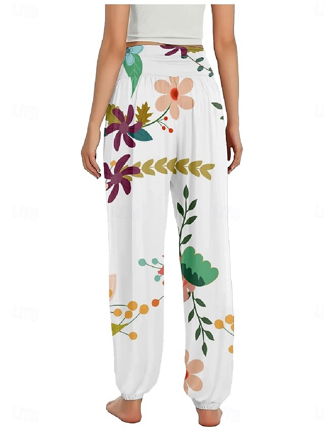 Women's Faux Cotton Linen Wide Leg Pants Trousers Ethnic