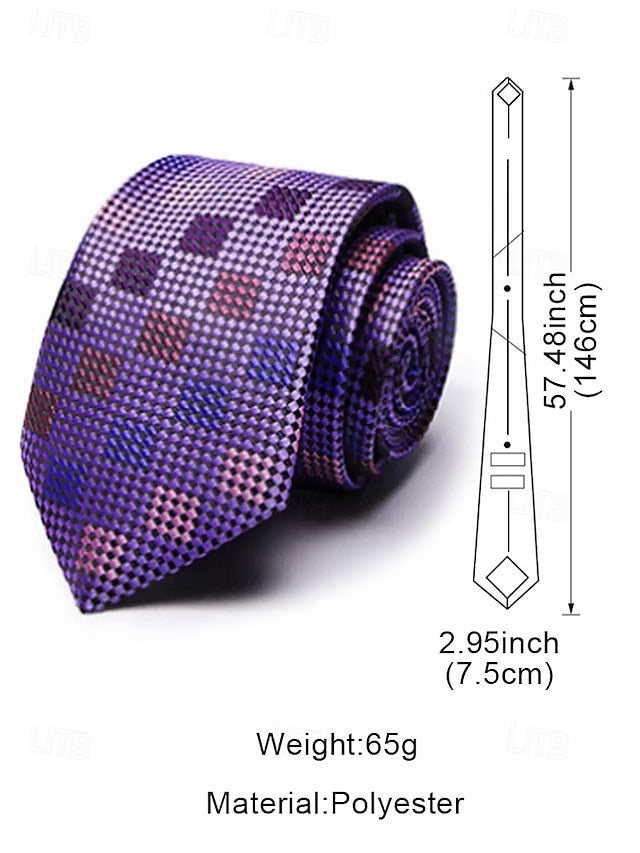 Square – Silk Checkered Set Men's Purple Tie and Pocket