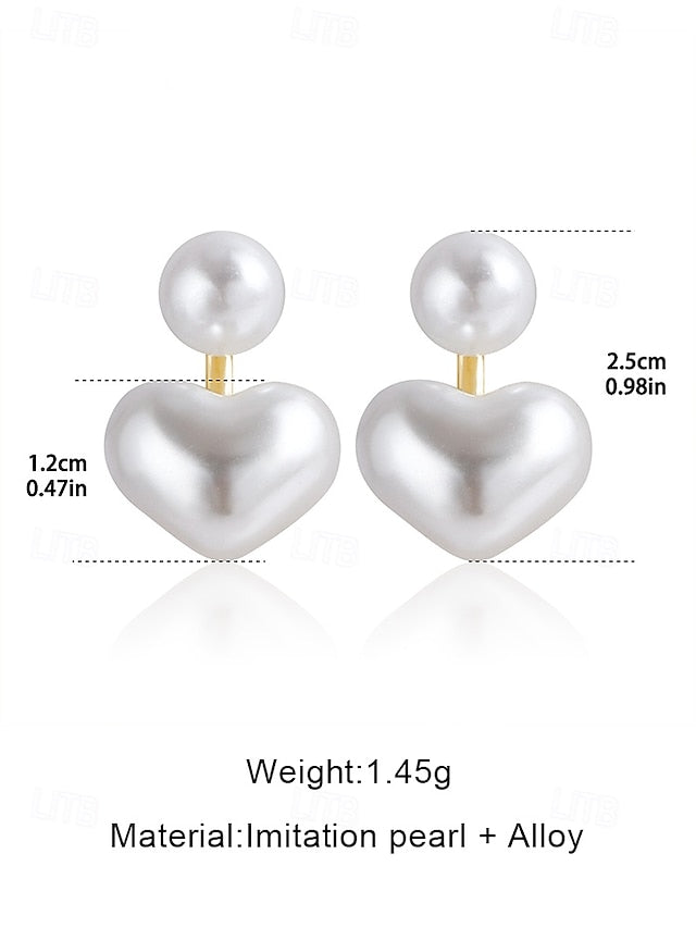 Pearl Earrings – Minimalist Elegant Drop Romantic Heart-Shaped