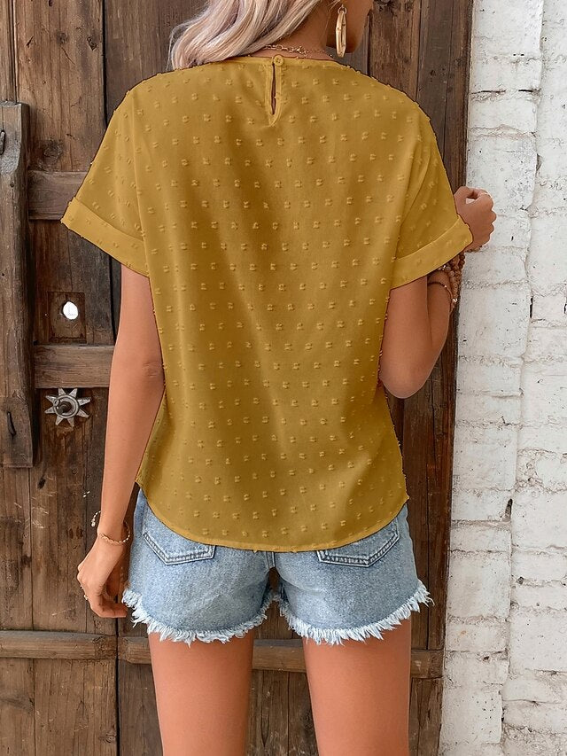Women's T Shirt Lace Patchwork Plain Fashion Stylish