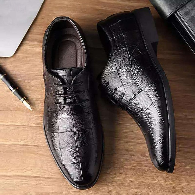 Pattern Shoes Crocodile Classic Black  – Men's