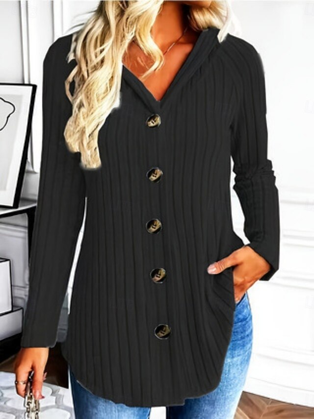 Women's Casual Shirt Button Up Shirt Blouse Buttons Plain