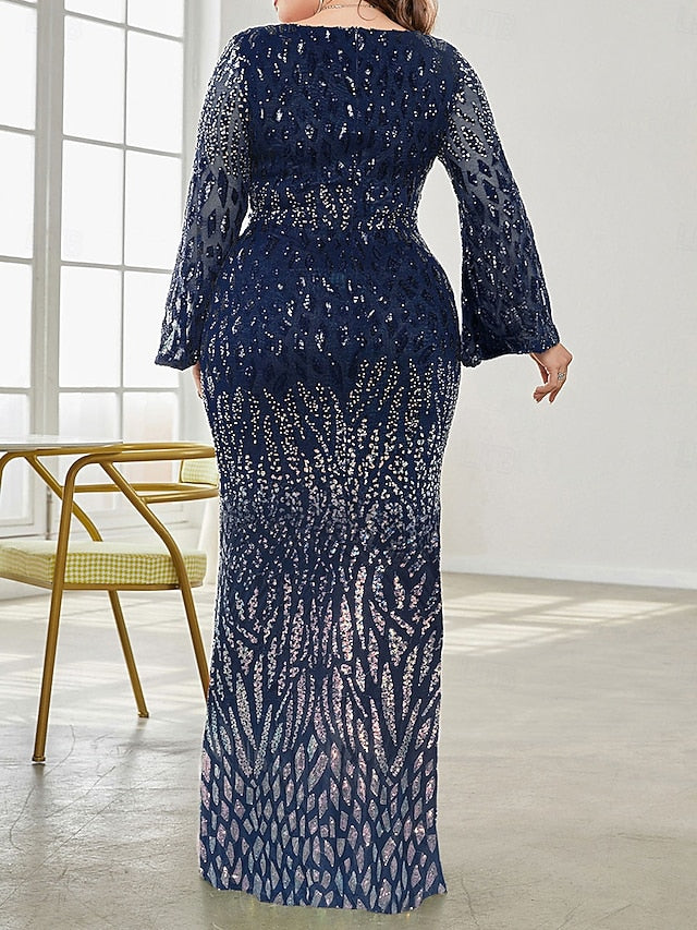 Curve Plus Party Elegant the of Size Dress V Mother Bride