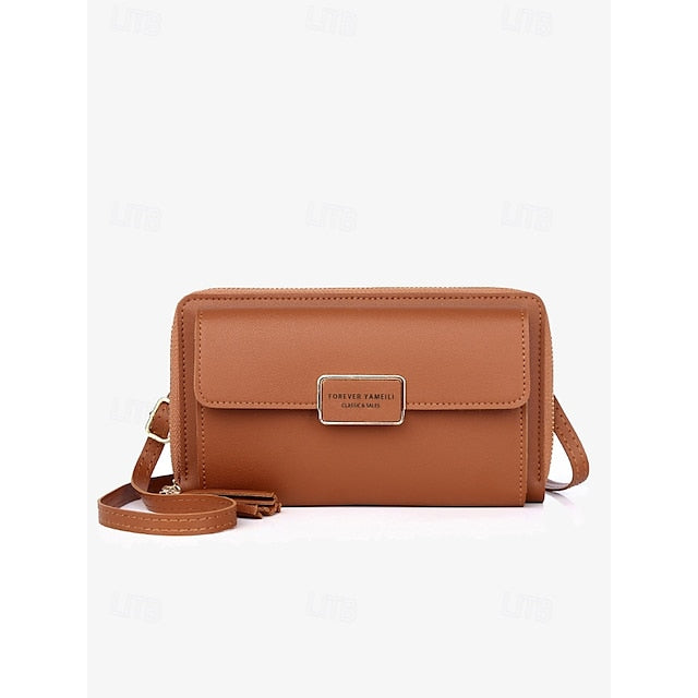 Sac à bandoulière en cuir PU pour femme, porte-téléphone portable
