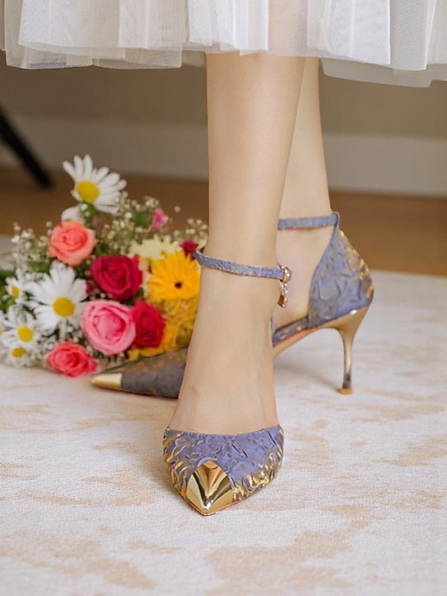 with Beige Women's Pointed Toe Gold Heels Satin and Accents