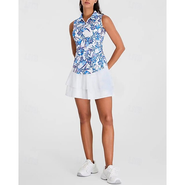 Women's Floral Tennis Shirt Sleeveless Print UPF50+ Quick