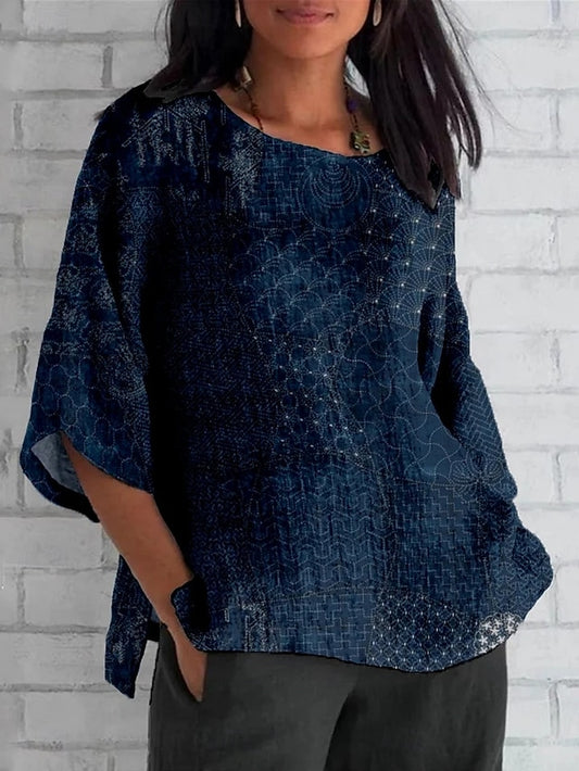 Women's Shirt Print Color Block Vintage Daily Casual 3/4