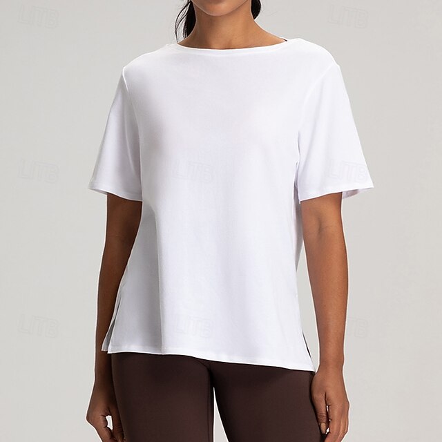 Women's Yoga T-shirt Workout Tops Breathable Loose Short