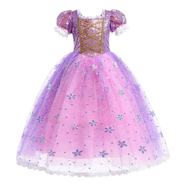 Dress Princess Cosplay Flower Cloak Rapunzel Girl