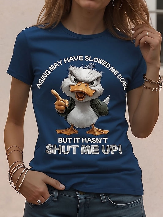 Women's T Shirt Patchwork Print Cat Letter Funny Slang