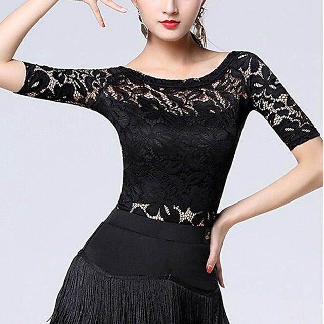 Latin Dance Top Lace Split Joint Women's Training