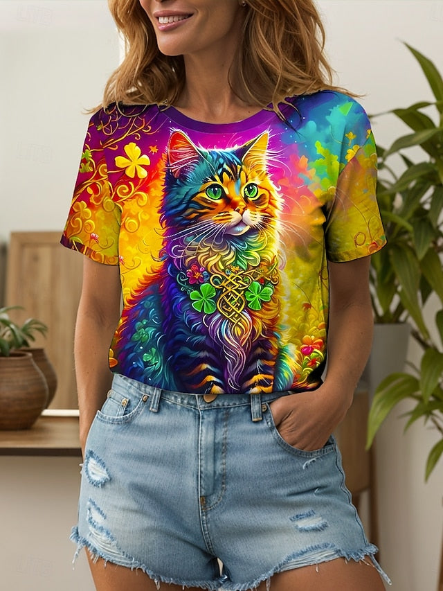 Women's T Shirt Print Floral Graphic Animal Vintage Stylish