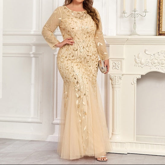 Trumpet Dress Evening Floor / Sparkle Mermaid Formal Gown