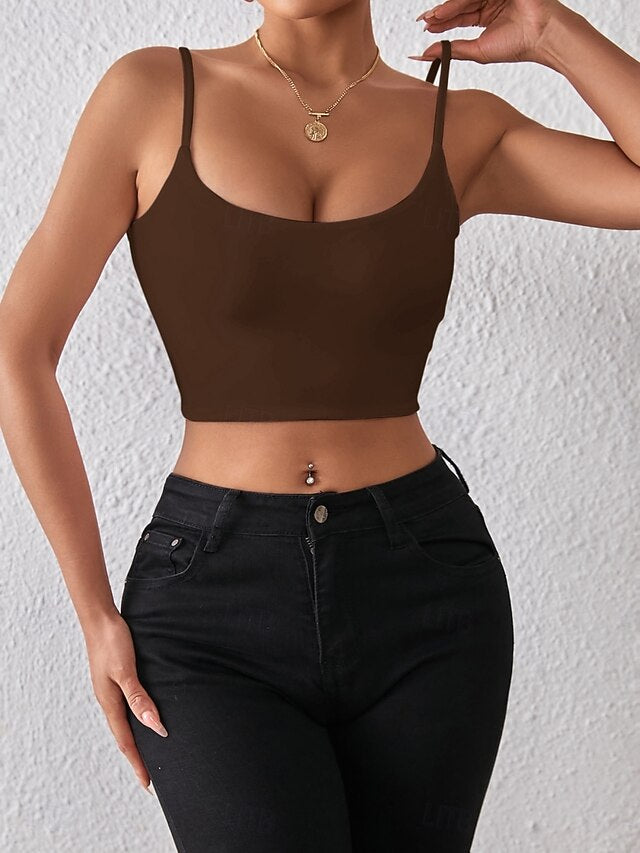 Women's Blouse Camisole Tank Top Backless Plain Sexy Casual