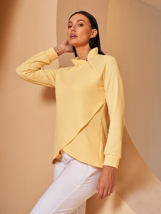 Women's Golf Pullover Sweatshirt Light Pink Yellow Dark