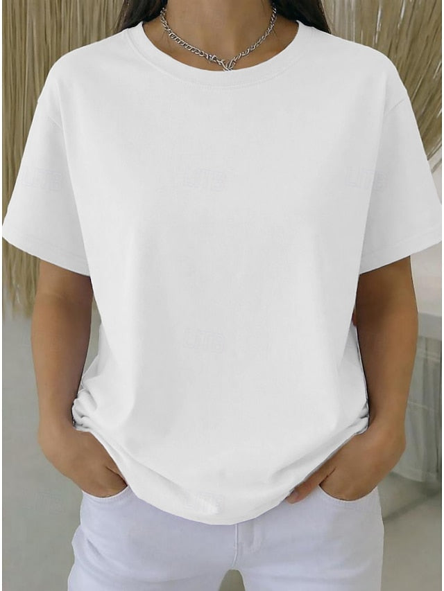 Women's Plus Size T Shirt Tee 100% Cotton Solid Color