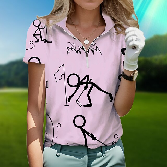 Women's Golf Polo Shirt White Short Sleeve Sun Protection