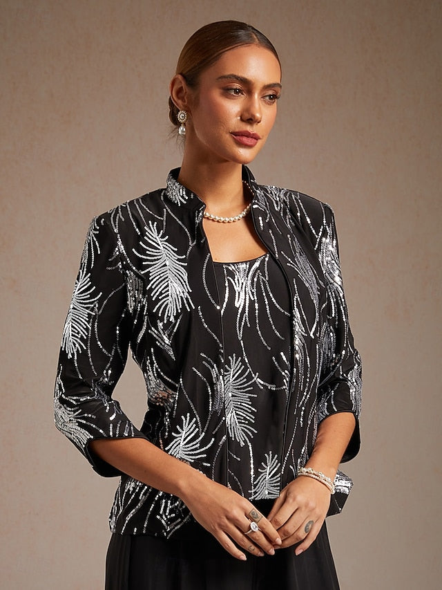 Women's Twinset Blouse Dressy Tops Evening Tops Feather