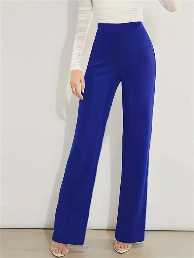 Women's Dress Work Pants Trousers Full Length High Cut
