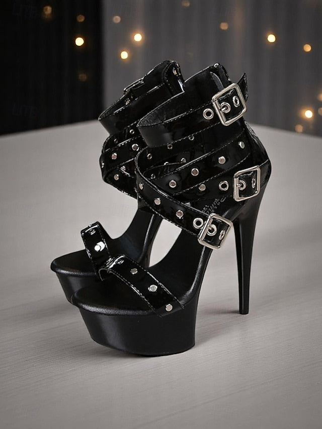 Heels Buckled Women's Platform Straps and White High with