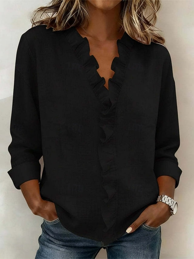 Women's Shirt Cotton Linen Shirts Blouse Plain Vintage