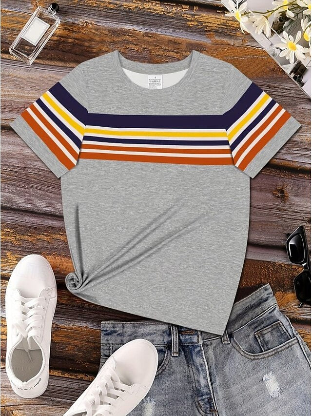 Valentine's Day Women's T Shirt Print Striped Stylish