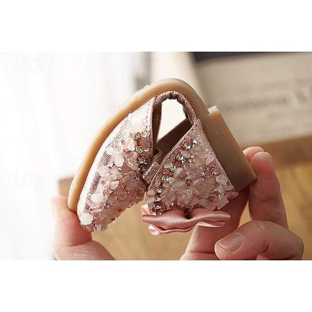 Flower Girls' Satin Sparkly Bow and with Crystal Shoes Girl