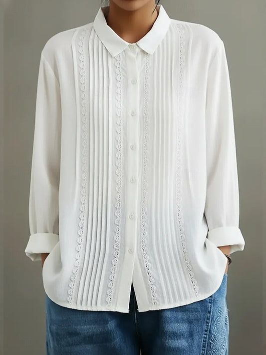 Women's Casual Shirt Button Up Shirt Blouse Ruched Solid
