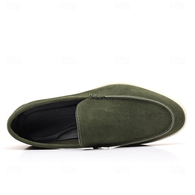 Breathable Men's Loafers Blue Faux Light – Casual Slip-On