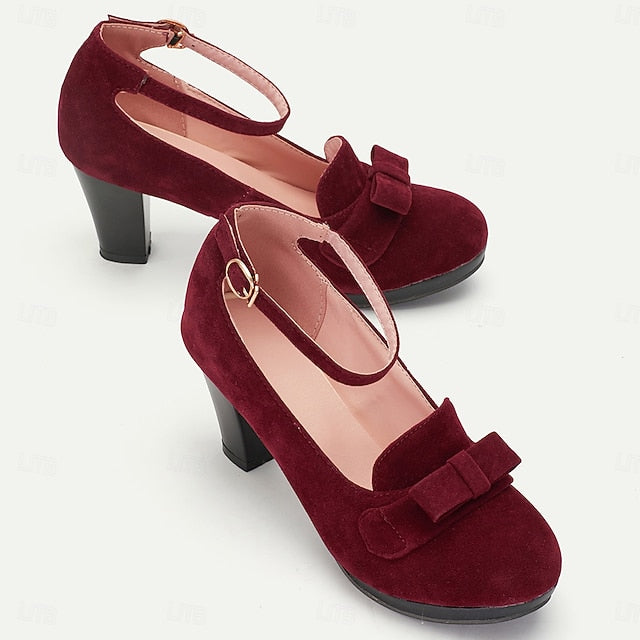 Bow - Green Heels Women's with Mary Detail Suede Jane