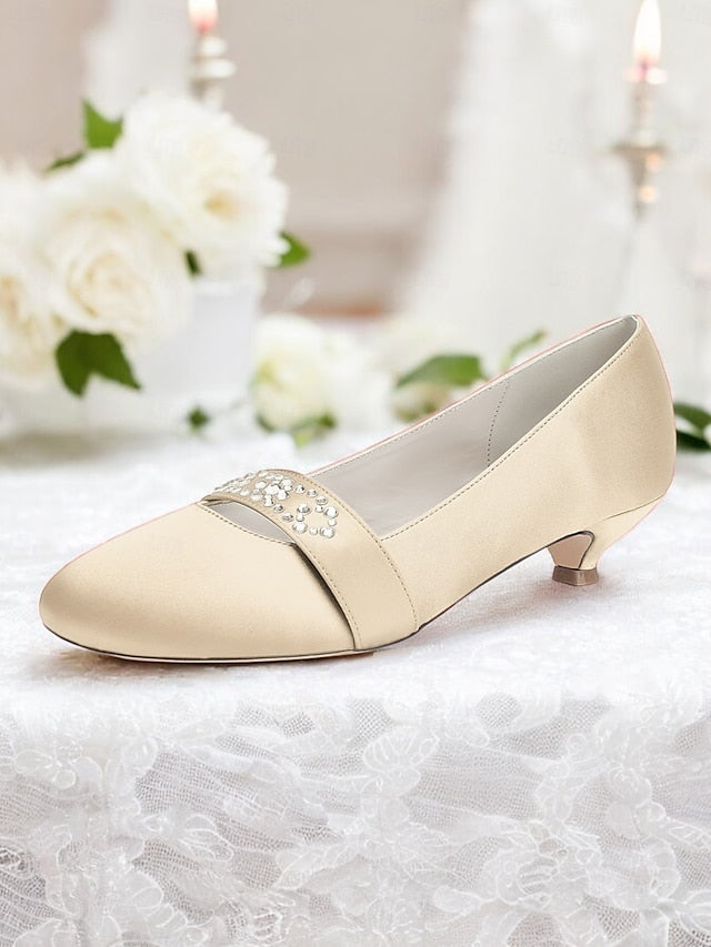 Kitten Women's Satin with Blue Heels Rhinestone