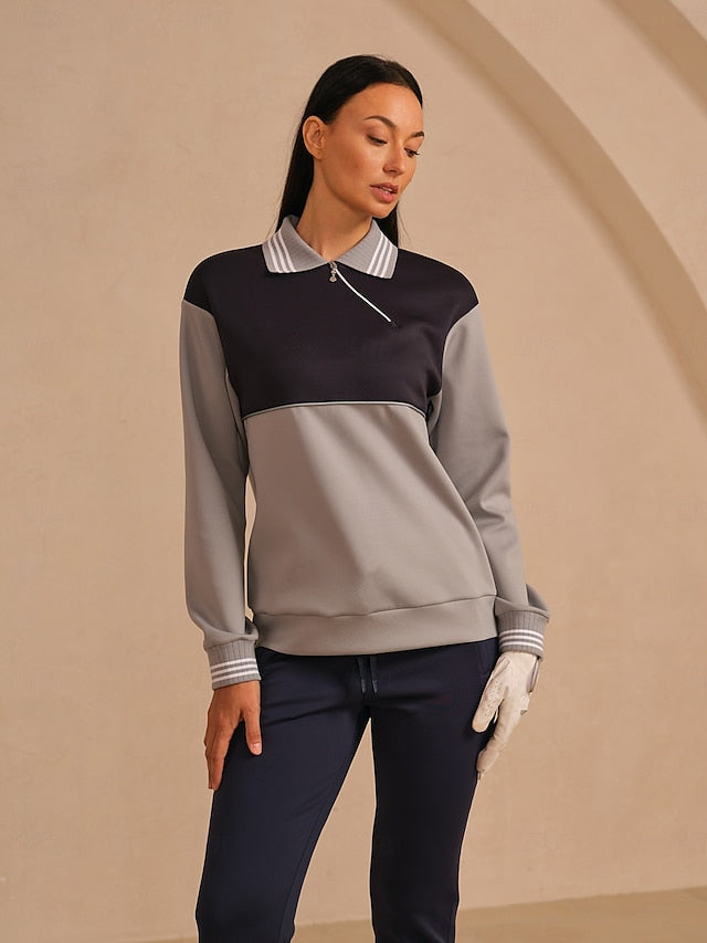 Women's Golf Pullover Sweatshirt Dark Grey Long Sleeve Top