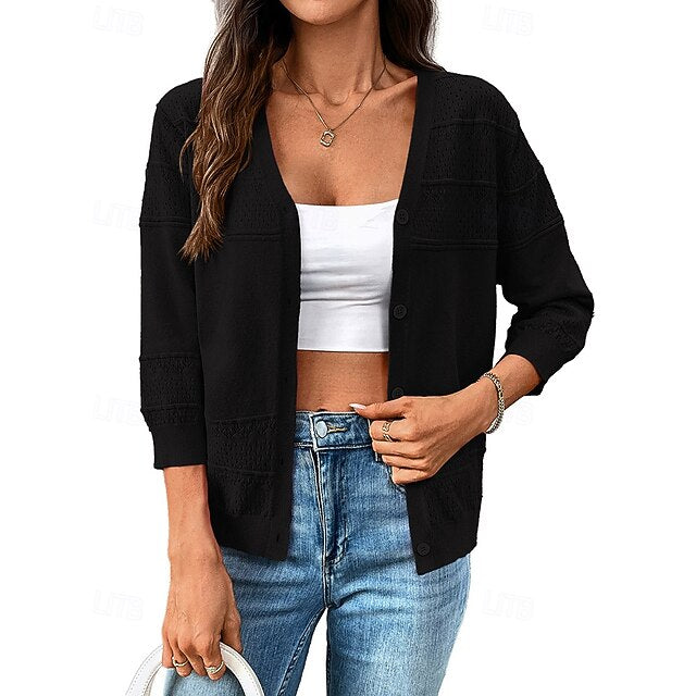Women's Knit Cardigan Long Sleeve Top Athleisure Fall /