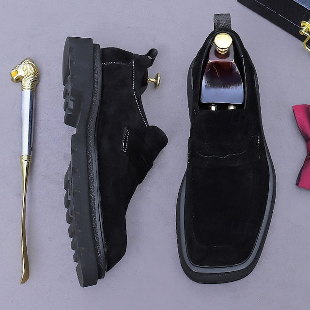 Loafers Cowhide Men's Suede -Classic Business Leather