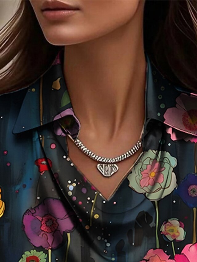 Women's Shirt Print Draped Floral Graphic Elegant Stylish