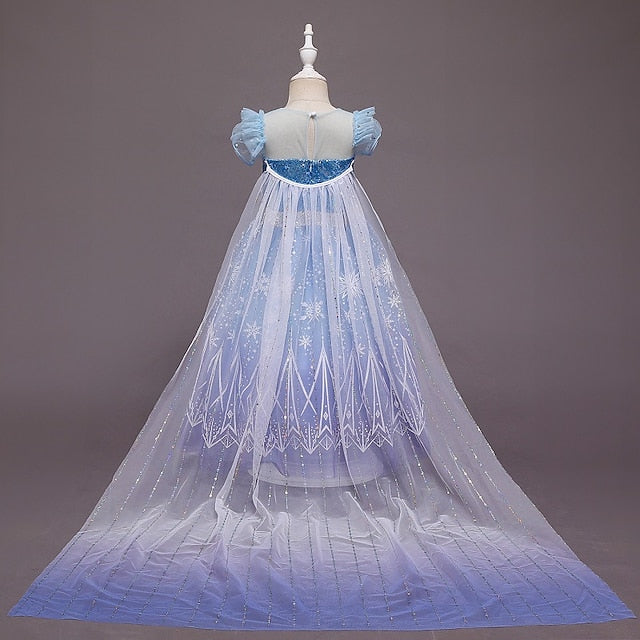 Dress With Cloak Crown Set Elsa Cape Hooded Tulle Princess