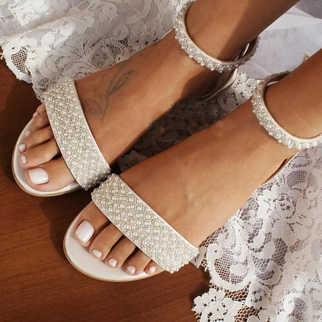 Ivory Wedding Elegant Sandals Rhinestone Bridal Women's -