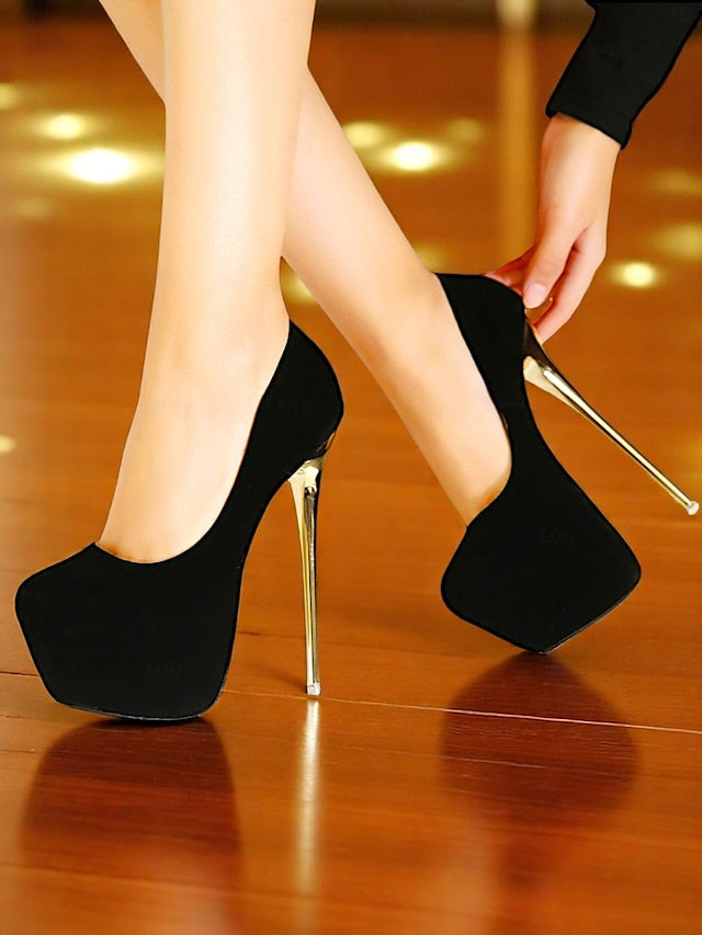 Stiletto Metallic Women's Suede and with Heels Red Platform