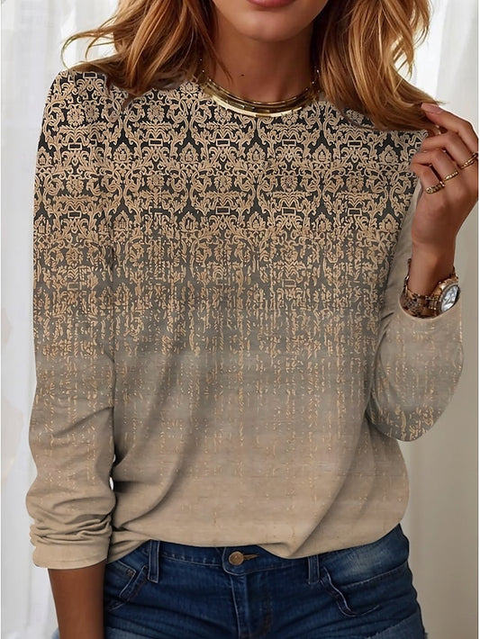 Women's T shirt Long Sleeve Crew Neck Long Sleeve Tunic