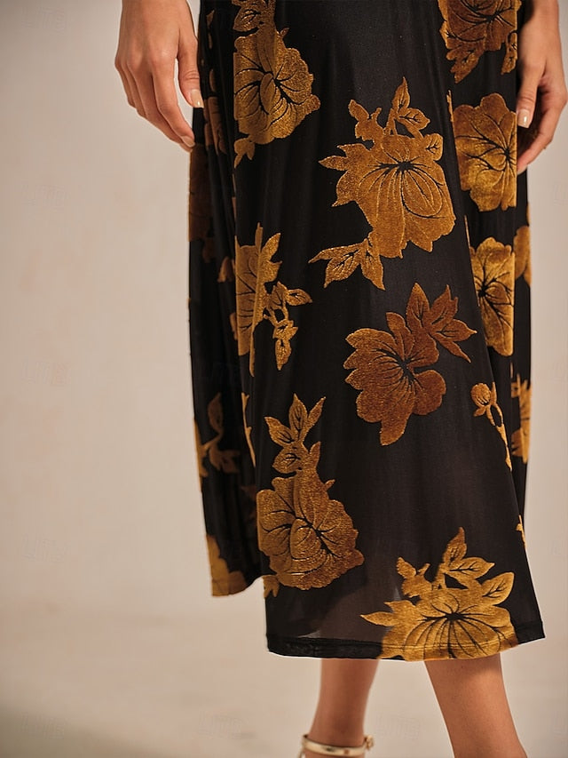 Women's Midi Dress Velvet Dress Elegant Wedding Guest