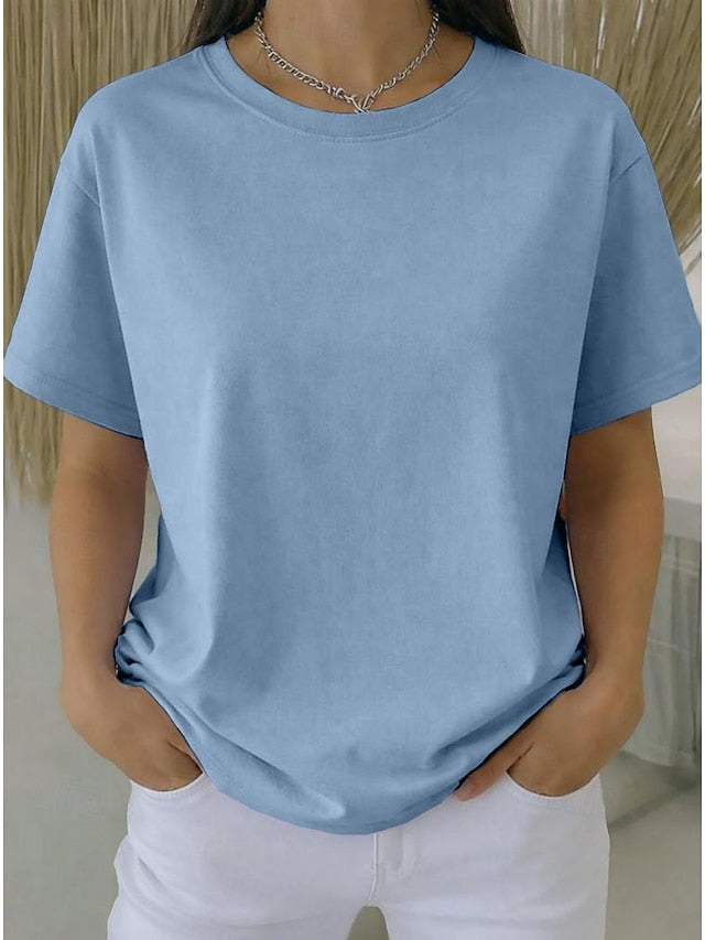 Women's Plus Size T Shirt Tee 100% Cotton Solid Color